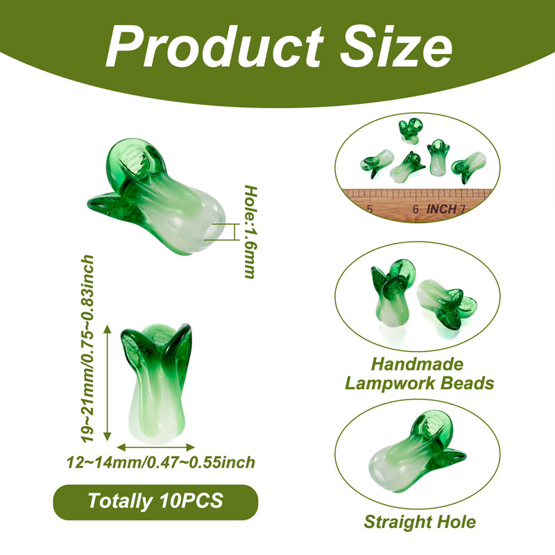10db Kézzel készített lámpafesték kínai káposzta gyöngyök 3D eper gyümölcsgyöngy Ékszerkészítéshez barkács karkötő Fülbevaló dekor Kiegészítők