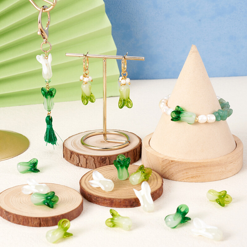 10db Kézzel készített lámpafesték kínai káposzta gyöngyök 3D eper gyümölcsgyöngy Ékszerkészítéshez barkács karkötő Fülbevaló dekor Kiegészítők