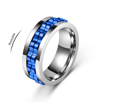 Prsten od nehrđajućeg čelika protiv stresa za muškarce Lanac za opremu Rotirajući za ublažavanje tjeskobe Vrteći se fidget prstenovi Punk nakit Bague Homme