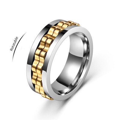 Prsten od nehrđajućeg čelika protiv stresa za muškarce Lanac za opremu Rotirajući za ublažavanje tjeskobe Vrteći se fidget prstenovi Punk nakit Bague Homme