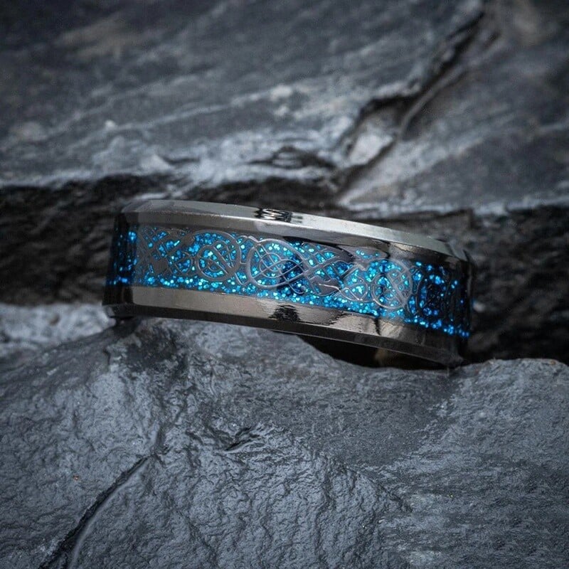 8 mm muški prstenovi zmajev uzorak crni volfram karbid prstenje vjenčanje zaručnički prsten godišnjica za muškarce Nakit