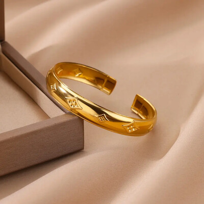 Klasikinės raukšlių tekstūros atverianti apyrankė moterims Išskirtinė rankogalių apyrankė nerūdijančio plieno rankų papuošalai, pankroko papuošalai