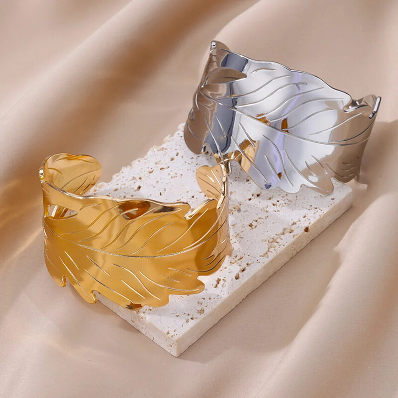 Klasikinės raukšlių tekstūros atverianti apyrankė moterims Išskirtinė rankogalių apyrankė nerūdijančio plieno rankų papuošalai, pankroko papuošalai