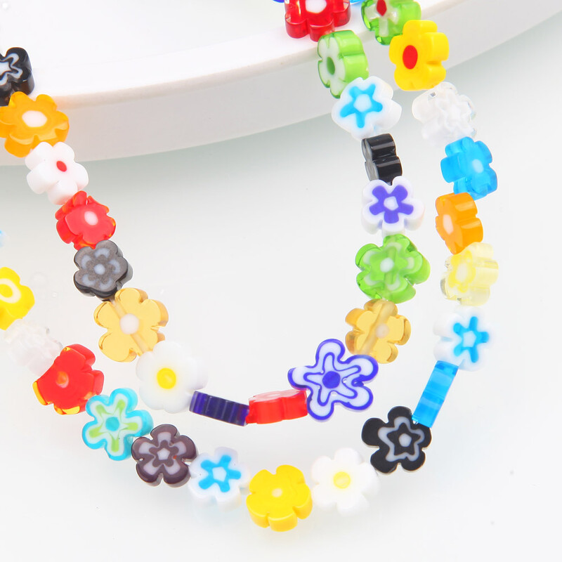 53 DB vegyes színű virággyöngyök ékszerkészítéshez nyaklánc kellékek karkötő gyöngyfűzés leletek csepp fülbevaló üveg 7-8 mm