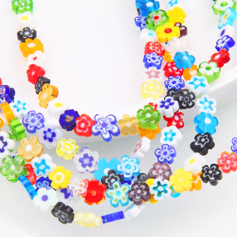 53 DB vegyes színű virággyöngyök ékszerkészítéshez nyaklánc kellékek karkötő gyöngyfűzés leletek csepp fülbevaló üveg 7-8 mm