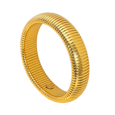 Rozsdamentes acél, két három körös tekercses, elasztikus karkötő nőknek aranyozott Kpop ajándék