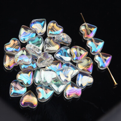 30 τμχ Heart Beads AB Color Bead Charms for Jewelry Making Βραχιόλι Κολιέ DIY Χειροποίητα σκουλαρίκια σταγόνας Findings 10mm