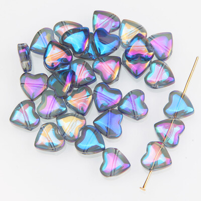 30 τμχ Heart Beads AB Color Bead Charms for Jewelry Making Βραχιόλι Κολιέ DIY Χειροποίητα σκουλαρίκια σταγόνας Findings 10mm
