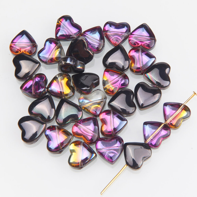 30 τμχ Heart Beads AB Color Bead Charms for Jewelry Making Βραχιόλι Κολιέ DIY Χειροποίητα σκουλαρίκια σταγόνας Findings 10mm