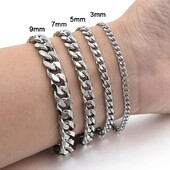 Nový trendy kubánsky retiazkový pánsky náramok, klasický nehrdzavejúci oceľový náramok so šírkou 3/5/7/9 mm, retiazkový náramok pre mužov a ženy, šperky, darček