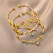 Brățară de mână cu ochi rău pentru femei Brățară din oțel inoxidabil cu zircon Brățar turcesc Lucky Luxury Cuplu Bijuterii pulseras bijouxfemme