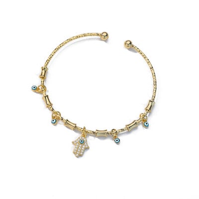 Brățară de mână cu ochi rău pentru femei Brățară din oțel inoxidabil cu zircon Brățar turcesc Lucky Luxury Cuplu Bijuterii pulseras bijouxfemme