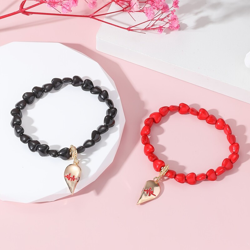 2 paprastos ir elegantiškos aukščiausios klasės meilės formos apyrankės, pakabukai, poros apyrankės, MOTERIŠKA mada, atostogos, turizmas ir laisvalaikis