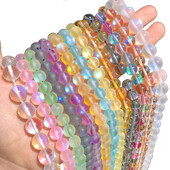 Matt kristály üveggyöngyök matt Holdkő villogó csillogó, kerek laza gyöngy ékszerkészítéshez barkácsolás nyaklánc karkötő 15''