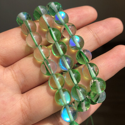 Matt kristály üveggyöngyök matt Holdkő villogó csillogó, kerek laza gyöngy ékszerkészítéshez barkácsolás nyaklánc karkötő 15''