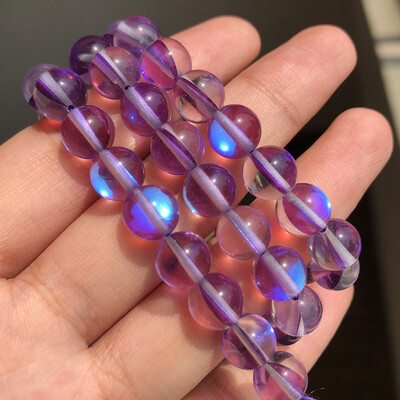 Matt kristály üveggyöngyök matt Holdkő villogó csillogó, kerek laza gyöngy ékszerkészítéshez barkácsolás nyaklánc karkötő 15''