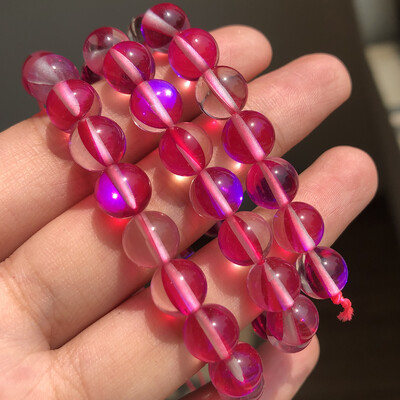 Matt kristály üveggyöngyök matt Holdkő villogó csillogó, kerek laza gyöngy ékszerkészítéshez barkácsolás nyaklánc karkötő 15''