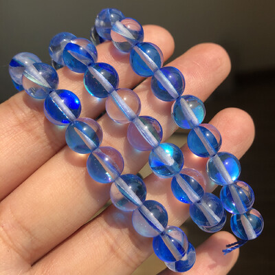 Matt kristály üveggyöngyök matt Holdkő villogó csillogó, kerek laza gyöngy ékszerkészítéshez barkácsolás nyaklánc karkötő 15''