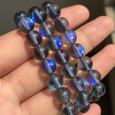 Matt kristály üveggyöngyök matt Holdkő villogó csillogó, kerek laza gyöngy ékszerkészítéshez barkácsolás nyaklánc karkötő 15''