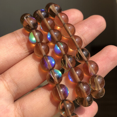 Matt kristály üveggyöngyök matt Holdkő villogó csillogó, kerek laza gyöngy ékszerkészítéshez barkácsolás nyaklánc karkötő 15''