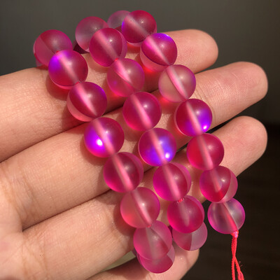 Matt kristály üveggyöngyök matt Holdkő villogó csillogó, kerek laza gyöngy ékszerkészítéshez barkácsolás nyaklánc karkötő 15''