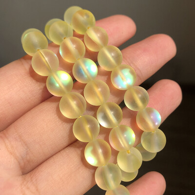 Matt kristály üveggyöngyök matt Holdkő villogó csillogó, kerek laza gyöngy ékszerkészítéshez barkácsolás nyaklánc karkötő 15''