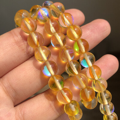 Matt kristály üveggyöngyök matt Holdkő villogó csillogó, kerek laza gyöngy ékszerkészítéshez barkácsolás nyaklánc karkötő 15''