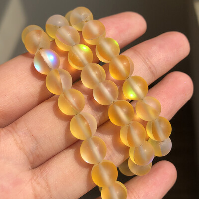 Matt kristály üveggyöngyök matt Holdkő villogó csillogó, kerek laza gyöngy ékszerkészítéshez barkácsolás nyaklánc karkötő 15''