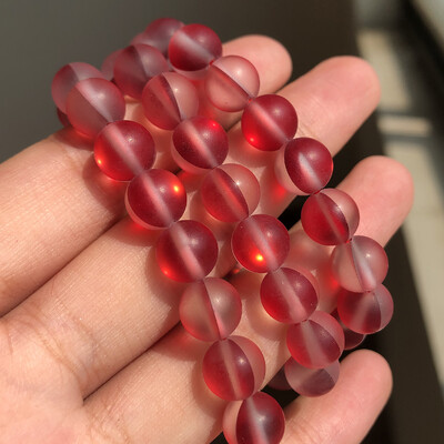 Matt kristály üveggyöngyök matt Holdkő villogó csillogó, kerek laza gyöngy ékszerkészítéshez barkácsolás nyaklánc karkötő 15''