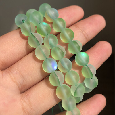 Matt kristály üveggyöngyök matt Holdkő villogó csillogó, kerek laza gyöngy ékszerkészítéshez barkácsolás nyaklánc karkötő 15''