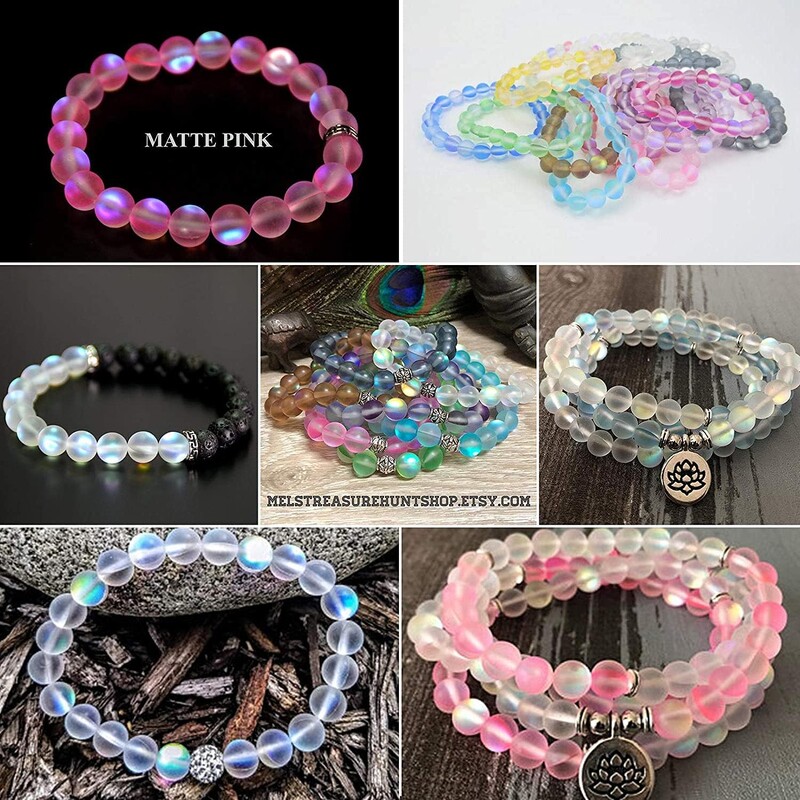 Matt kristály üveggyöngyök matt Holdkő villogó csillogó, kerek laza gyöngy ékszerkészítéshez barkácsolás nyaklánc karkötő 15''