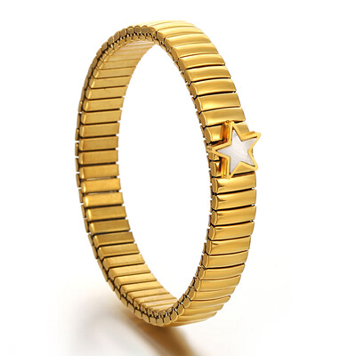 Auksinės spalvos nerūdijančio plieno elastinės apyrankės apyrankės moterims, vyrams, inkrustuota korpuso apyrankė su širdele, klasikinė laikrodžių grandinėlė papuošalai