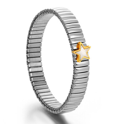 Auksinės spalvos nerūdijančio plieno elastinės apyrankės apyrankės moterims, vyrams, inkrustuota korpuso apyrankė su širdele, klasikinė laikrodžių grandinėlė papuošalai