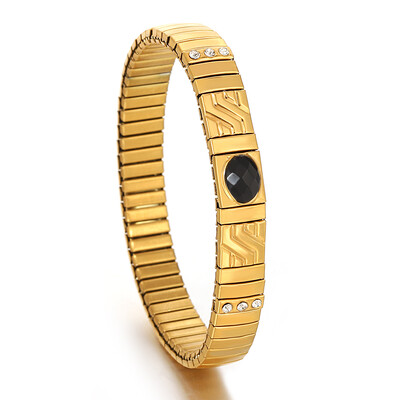 Auksinės spalvos nerūdijančio plieno elastinės apyrankės apyrankės moterims, vyrams, inkrustuota korpuso apyrankė su širdele, klasikinė laikrodžių grandinėlė papuošalai