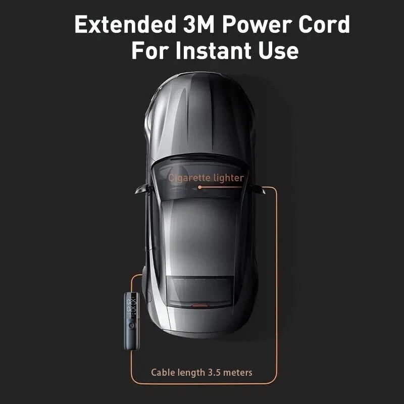 Automobilio padangų oro siurblys 12V 150PSI oro kompresorius nešiojamas laidinis elektrinis pripūtimas automobilio motociklo dviračiui su pailgintu maitinimo laidu