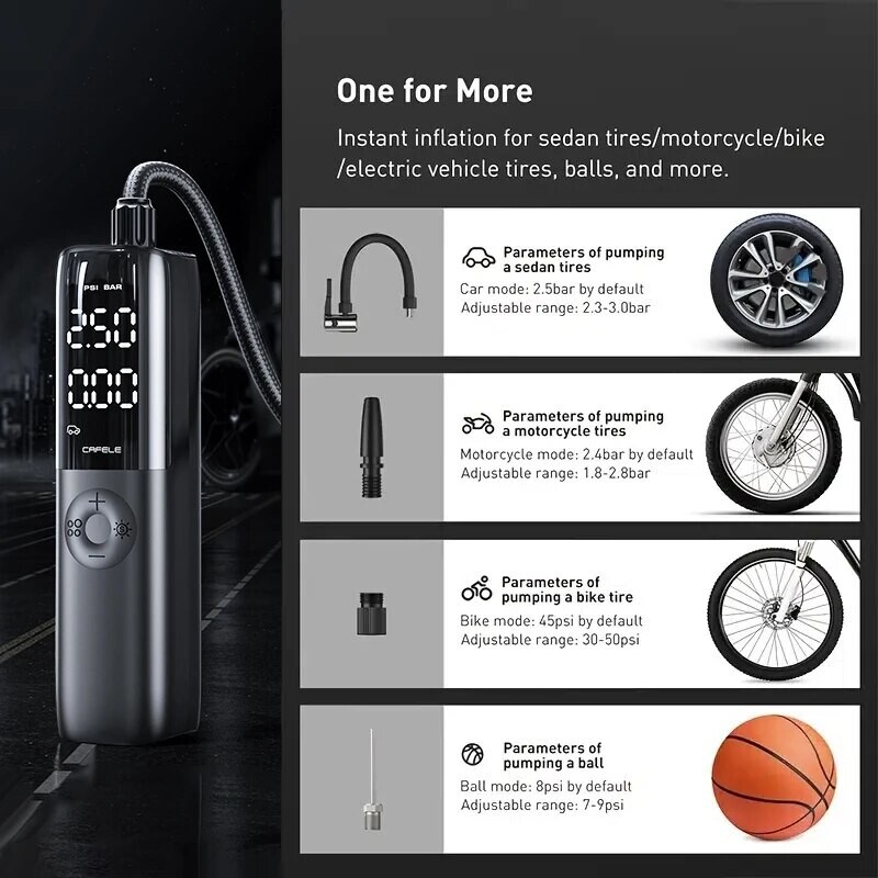 Automobilio padangų oro siurblys 12V 150PSI oro kompresorius nešiojamas laidinis elektrinis pripūtimas automobilio motociklo dviračiui su pailgintu maitinimo laidu