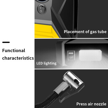 LEIBOO Corded Portable Air Pump 12V 150PSI Electric Tire Inflator Pump Ποδήλατο μοτοσικλέτας Μπάλα LED ελαφρύ αεροσυμπιεστή αυτοκινήτου