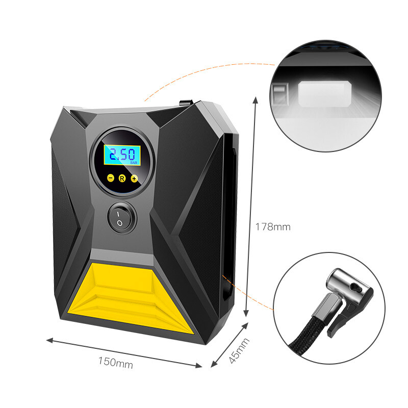 LEIBOO laidinis nešiojamas automobilio oro siurblys 12V 150PSI elektrinis padangų pripūtimo siurblys motociklo dviračio rutulinis LED šviesos automobilio oro kompresorius