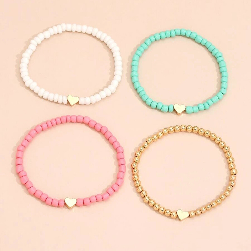 YWZIXLN Boho gravat cu mai multe straturi margele colorate lanț inimă pandantiv bratara accesorii cel mai bun cadou pentru femei en-gros B052