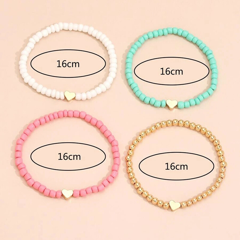 YWZIXLN Boho gravat cu mai multe straturi margele colorate lanț inimă pandantiv bratara accesorii cel mai bun cadou pentru femei en-gros B052