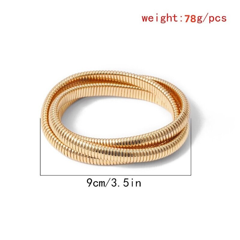 Női lányok egyszerű dizájn rugalmas karkötő divat rozsdamentes acél punk stílusú spirál karkötő hip-hop vízálló vintage karkötő