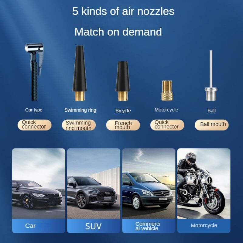 Bezdrôtové vzduchové čerpadlo 150 psi s dotykovou obrazovkou, prenosné elektrické nafukovač pneumatík pre auto, bicykel, motocykel, mini vzduchový kompresor, vstrekovač