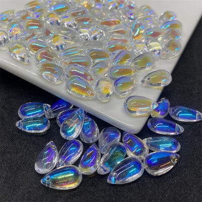 Zmiešané farby kvapiek vody, české korálky z lampového skla na výrobu šperkov, DIY vyšívanie, náramky, náušnice, sponky do vlasov 8x14mm