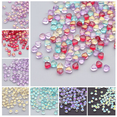 50PCS/Lot 6mm Многоцветни AB дистанционни мъниста сърца Чешки стъклени мъниста за изработка на бижута Ръчно изработени колиета Гривна Направи си сам аксесоари