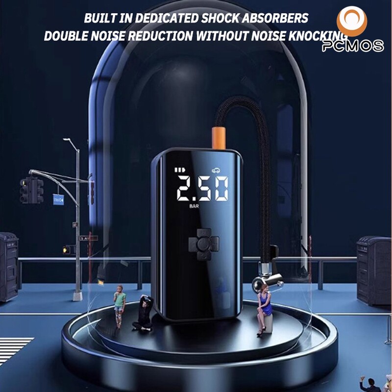 PCMOS 1 set de pompă de umflare montată pe mașină, portabilă fără fir pentru anvelope de automobile, sedan electrică, pompă de mare putere și presiune