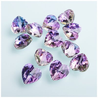 Mărgele de sticlă cehă în formă de inimă de 10/14 mm pentru fabricarea de bijuterii, cercei, brățări, accesorii pentru colier, mărgele de sticlă cu glazură în vrac