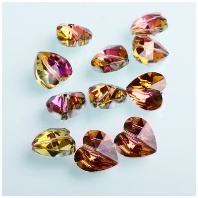 Mărgele de sticlă cehă în formă de inimă de 10/14 mm pentru fabricarea de bijuterii, cercei, brățări, accesorii pentru colier, mărgele de sticlă cu glazură în vrac