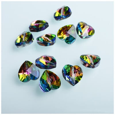 Mărgele de sticlă cehă în formă de inimă de 10/14 mm pentru fabricarea de bijuterii, cercei, brățări, accesorii pentru colier, mărgele de sticlă cu glazură în vrac