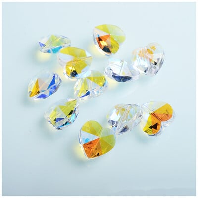 Mărgele de sticlă cehă în formă de inimă de 10/14 mm pentru fabricarea de bijuterii, cercei, brățări, accesorii pentru colier, mărgele de sticlă cu glazură în vrac