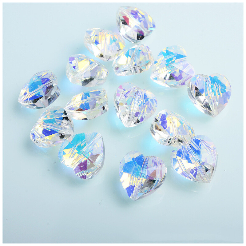 Mărgele de sticlă cehă în formă de inimă de 10/14 mm pentru fabricarea de bijuterii, cercei, brățări, accesorii pentru colier, mărgele de sticlă cu glazură în vrac